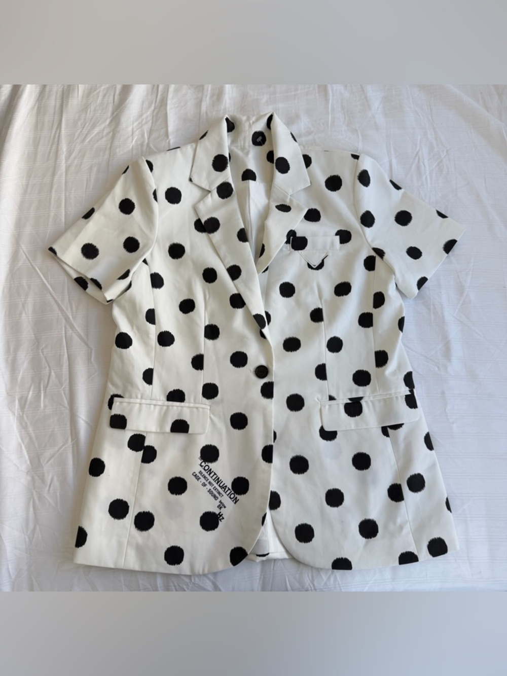 PRADA Polka Dot Short Sleeve Blazer - Black/White